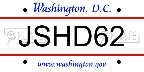 JSHD62 District Of Columbia License Plate