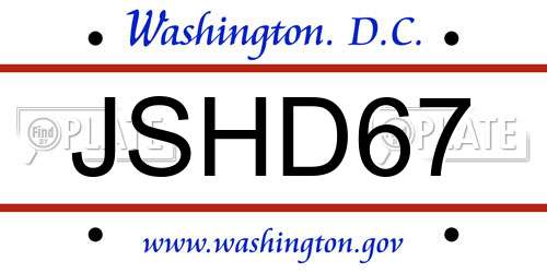JSHD67 District Of Columbia License Plate
