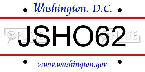 JSHO62 District Of Columbia License Plate