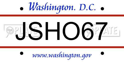 JSHO67 District Of Columbia License Plate