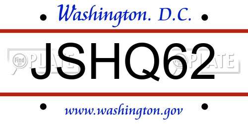 JSHQ62 District Of Columbia License Plate