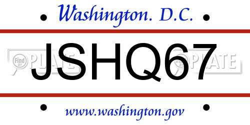 JSHQ67 District Of Columbia License Plate