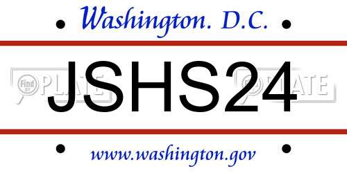 JSHS24 District Of Columbia License Plate