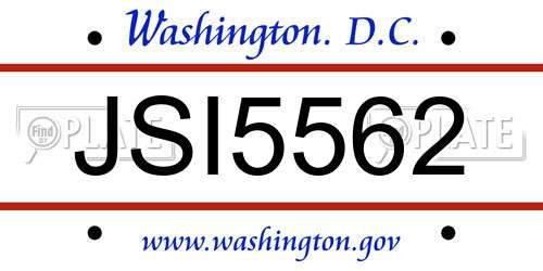 JSI5562 District Of Columbia License Plate