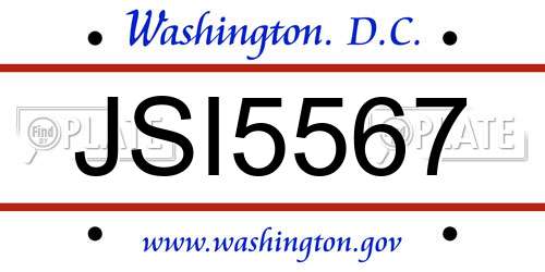 JSI5567 District Of Columbia License Plate