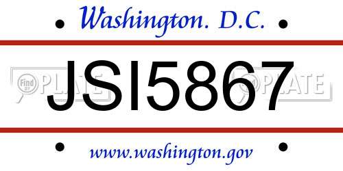 JSI5867 District Of Columbia License Plate