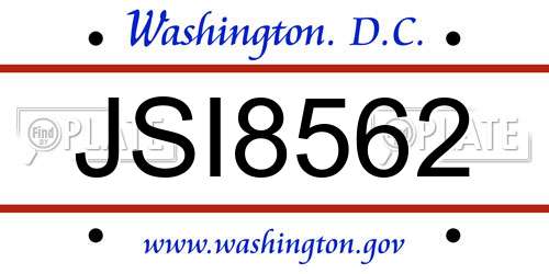 JSI8562 District Of Columbia License Plate