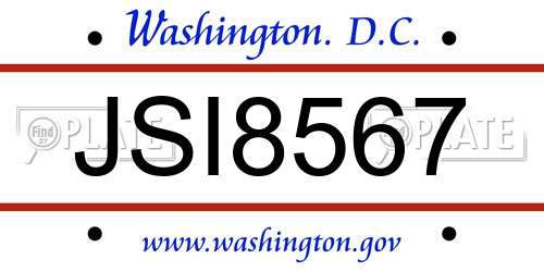 JSI8567 District Of Columbia License Plate