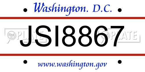 JSI8867 District Of Columbia License Plate
