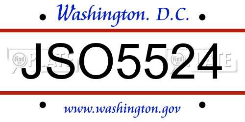 JSO5524 District Of Columbia License Plate