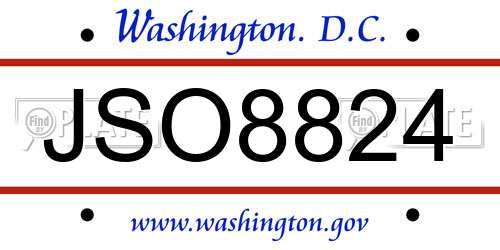 JSO8824 District Of Columbia License Plate