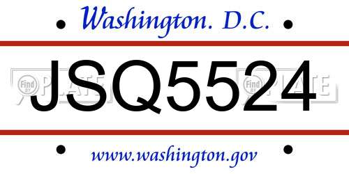 JSQ5524 District Of Columbia License Plate