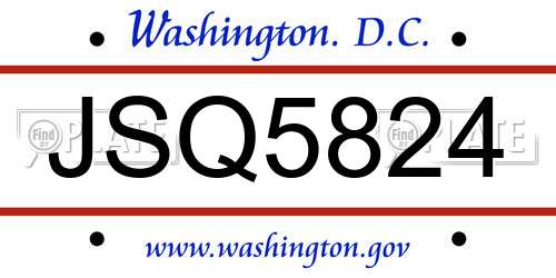 JSQ5824 District Of Columbia License Plate