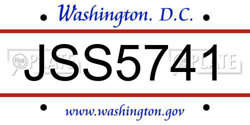 JSS5741 District Of Columbia License Plate