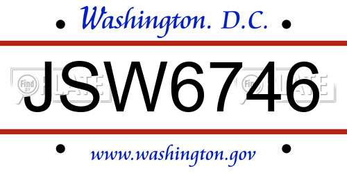 JSW6746 District Of Columbia License Plate
