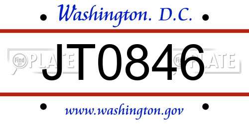 JT0846 District Of Columbia License Plate