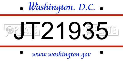 JT21935 District Of Columbia License Plate