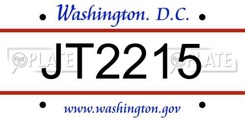 JT2215 District Of Columbia License Plate
