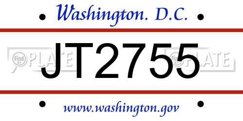 JT2755 District Of Columbia License Plate