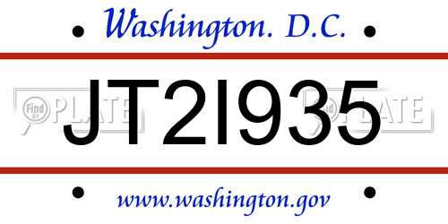 JT2I935 District Of Columbia License Plate