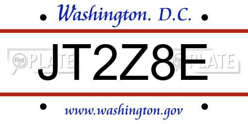 JT2Z8E District Of Columbia License Plate