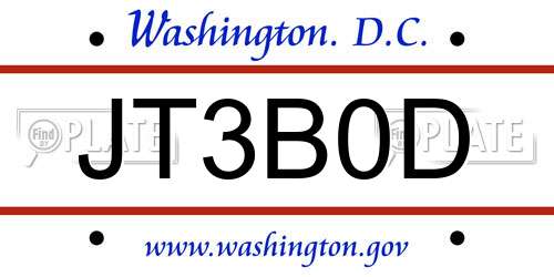 JT3B0D District Of Columbia License Plate