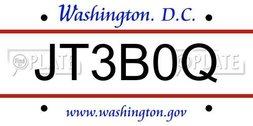 JT3B0Q District Of Columbia License Plate