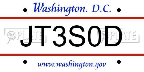 JT3S0D District Of Columbia License Plate