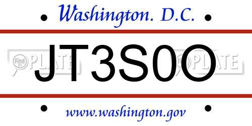 JT3S0O District Of Columbia License Plate