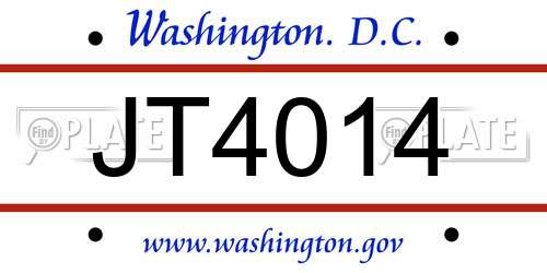 JT4014 District Of Columbia License Plate