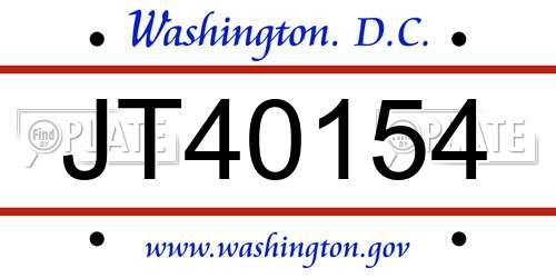 JT40154 District Of Columbia License Plate