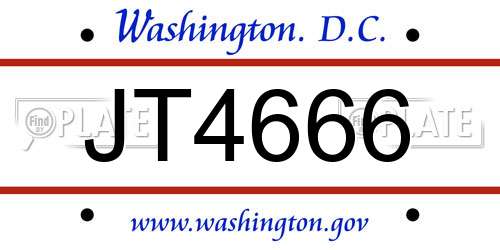 JT4666 District Of Columbia License Plate