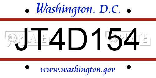 JT4D154 District Of Columbia License Plate