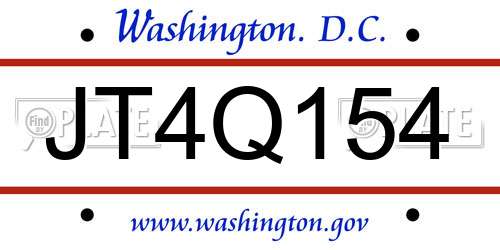 JT4Q154 District Of Columbia License Plate