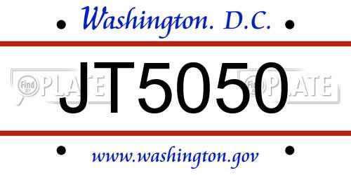 JT5050 District Of Columbia License Plate