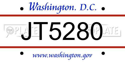 JT5280 District Of Columbia License Plate