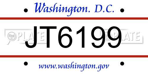 JT6199 District Of Columbia License Plate