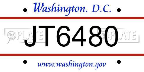 JT6480 District Of Columbia License Plate