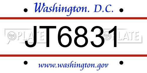 JT6831 District Of Columbia License Plate