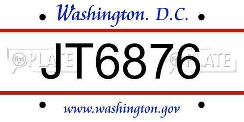 JT6876 District Of Columbia License Plate