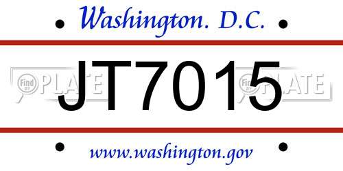 JT7015 District Of Columbia License Plate