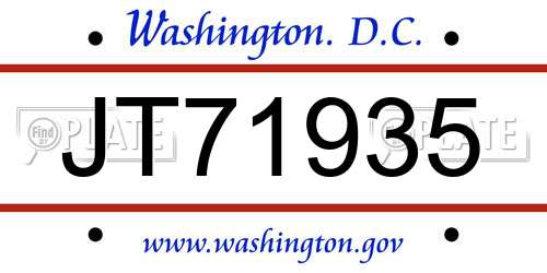 JT71935 District Of Columbia License Plate