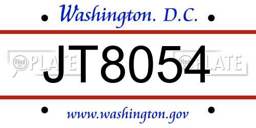 JT8054 District Of Columbia License Plate