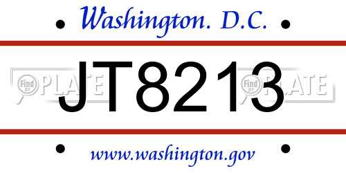 JT8213 District Of Columbia License Plate