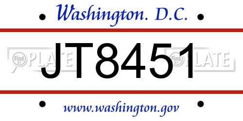 JT8451 District Of Columbia License Plate