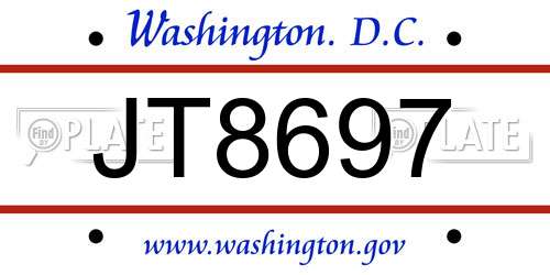 JT8697 District Of Columbia License Plate