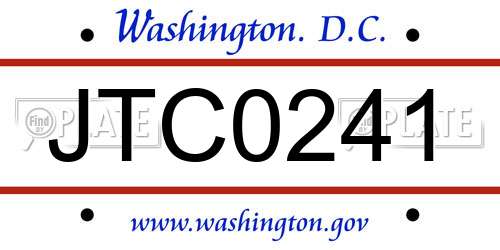 JTC0241 District Of Columbia License Plate