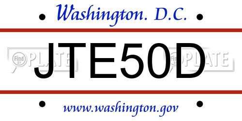 JTE50D District Of Columbia License Plate