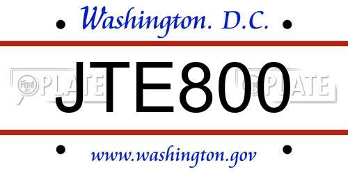 JTE800 District Of Columbia License Plate