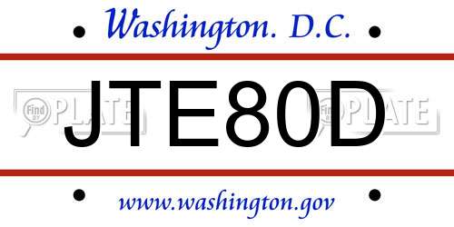JTE80D District Of Columbia License Plate